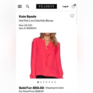 Kate Spade Hot Pink Blouse